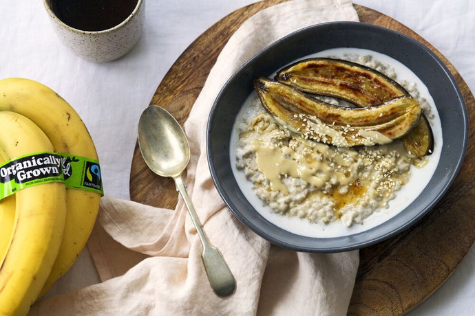 Buckwheat & Tahini Porridge with Toasted Maple & Sea Salt Bananas